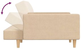 Sofá-cama 2 lugares com duas almofadas tecido cor creme