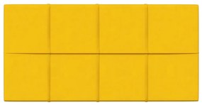 Painel de parede 12 pcs 60x30 cm veludo 2,16 m² amarelo