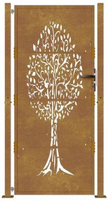 Portão de jardim 105x180 cm aço corten design árvore