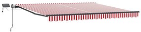 Toldo Retrátil Manual com Listras Vermelhas e Brancas 450x300 cm