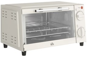 HOMCOM Mini Forno Elétrico 9L com Temperatura Ajustável até 230°C Temporizador 60 min e Bandeja para Assar 35x24,6x20 cm Creme