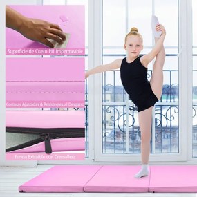 Tapete de ginástica dobrável e antiderrapante Tapete de chão macio dobrável para exercícios de ioga fitness em casa 240 x116 x 5 cm Rosa