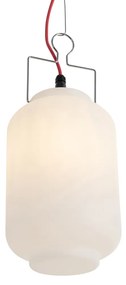 Candeeiro de suspensão exterior branco 20 cm com ficha vermelha IP44 - Pion Moderno