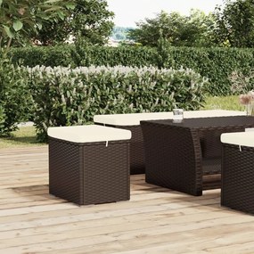 vidaXL Otomana com almofadão 40x30x40 cm vime PE castanho