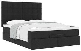 Estrutura de cama otomana com colchão 140x190 cm tecido preto