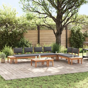 vidaXL Conjunto de Banco pra Jardim com 5 Peças e Almofadas - Madeira de Teca Sólida