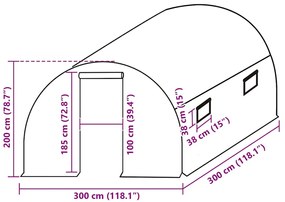 Cobertura de substituição p/ estufas 9 m² 300x300x200 cm verde