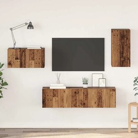 vidaXL Conjunto de móvel de TV 4 pcs Madeira antiga 30.5 x 30 x 60 cm