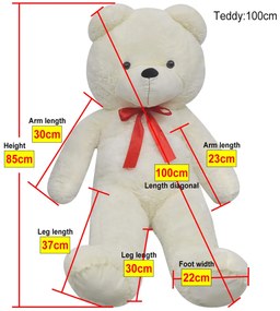 Urso de peluche XXL 85 cm branco