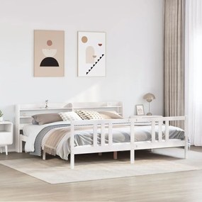 Estrutura de cama c/ cabeceira sem colchão 200x200 cm branco