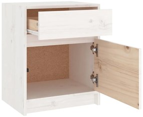 Mesas de cabeceira 2 pcs 40x31x50 cm pinho maciço branco