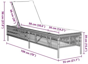 Espreguiçadeiras com almofadões 2 pcs vime PE preto