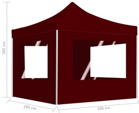 Tenda dobrável prof. c/ paredes alumínio 3x3m vermelho tinto