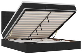vidaXL Estrutura de cama otomana com colchão 160x200 cm tecido preto