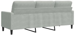 Sofá de 3 lugares 180 cm veludo cinzento-claro