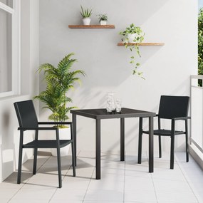 vidaXL Conjunto de Jantar de Jardim 3 Peças Preto Rattan Poliéster