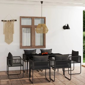 vidaXL 7 pcs conjunto de jantar para jardim preto