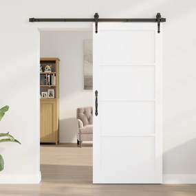 Porta Deslizante vidaXL com Conjunto de Ferragens Branca 86x211 cm Mad