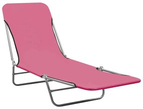 Espreguiçadeiras dobráveis 2 pcs aço e tecido rosa