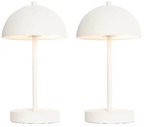 LED Conjunto de 2 Candeeiros de Mesa de Exterior Cogumelo Branco Recarregáveis - Keira Moderno