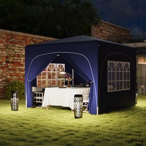 Tenda de Jardim Dobrável Pop-Up 3×3 m Azul-Escuro com Painéis Laterais