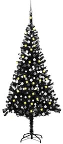 Árvore Natal artificial pré-iluminada c/ bolas 240cm PVC preto