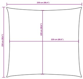 Para-sol estilo vela tecido oxford quadrado 2,5x2,5 m castanho