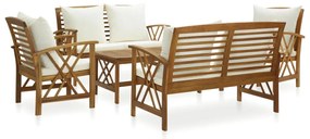 vidaXL 5 pcs conjunto lounge de jardim c/ almofadões acácia maciça