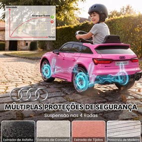 Carro Elétrico Audi RS 6 Avant GT para Crianças 12V com Comando 2,4 G Motor Duplo Arranque Suave e Suspensão