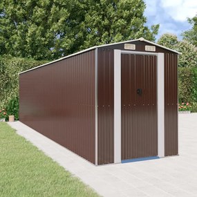 vidaXL Abrigo de jardim 192x772x223 cm aço galvanizado castanho-escuro