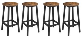 Conjunto de 4 cadeiras de bar com estrutura em aço e assentos redondos | VASAGLE | 30 x 30 x 65 cm | preto | LBC232B01.