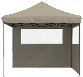 Tenda p/ festas pop-up dobrável c/ 2 paredes cinza-acastanhado