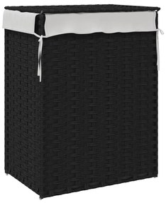 Cesto para roupa suja com tampa 46x33x60 cm vime PE preto