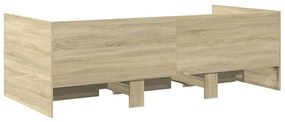 Sofá-cama com gavetas sem colchão 90x200 cm carvalho sonoma