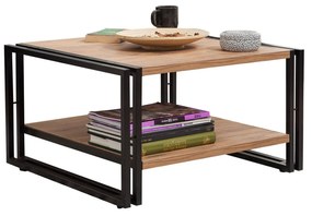Mesa de Centro Cosmo – Pinho Atlântico/Preto – 70x40x70 cm