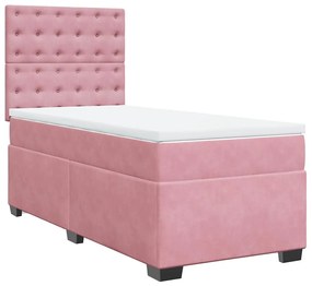 Cama com molas/colchão 90x190 cm veludo rosa