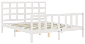 Estrutura de cama King Size com cabeceira madeira maciça branco
