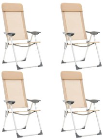 Cadeiras de campismo dobráveis 4 pcs alumínio creme