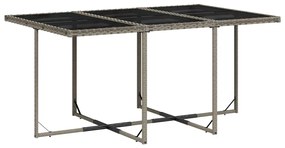 11 pcs conjunto jantar p/ jardim c/ almofadões vime PE cinzento