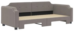 Sofá-cama com gavetão 90x200 cm tecido cinzento-acastanhado