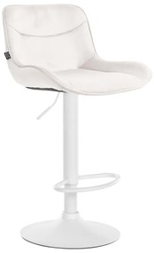 Banco alto em veludo com estrutura branca 85-106 x 49 x 51 cm cor creme