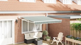 Toldo Retrátil Automático vidaXL Verde e Branco 350x250 cm
