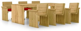 vidaXL 7 pcs conj. de jantar p/ jardim c/ almofadões pinho impregnado