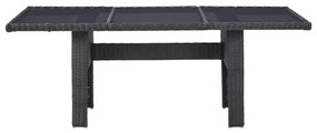 7 pcs conjunto de jantar para jardim vime PE preto