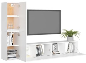 4 pcs conjunto de móveis de TV contraplacado branco