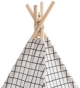 Tenda de brincar Esna em xadrez 155 x 120 x 120 cm Cinzento