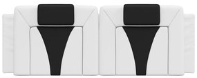 Almofadão de cabeceira 140 cm couro artificial branco e preto