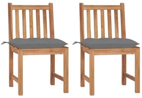 vidaXL Cadeiras de jardim c/ almofadões 2 pcs madeira de teca maciça