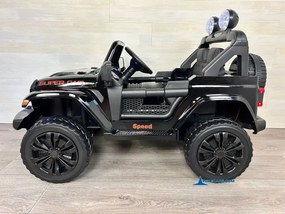 Jeep elétrico 12V 4x4 para crianças 1 a 6 anos Wrangler Rubicon Style rodas Borracha e controlo remoto Preto Metalizado