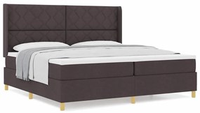 Cama Box com Colchão Marrom, 200x200 cm em Tecido